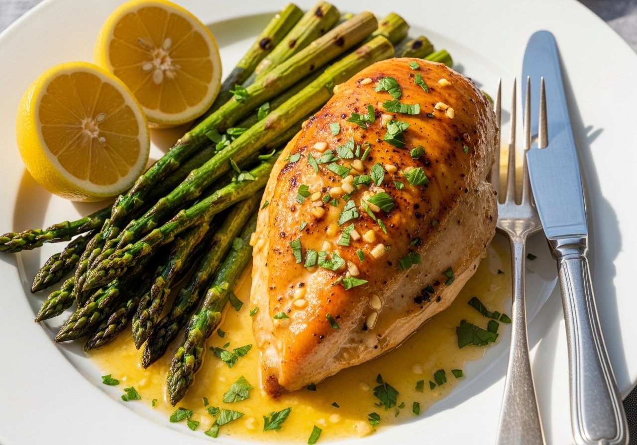 Garlic Butter Chicken and Asparagus